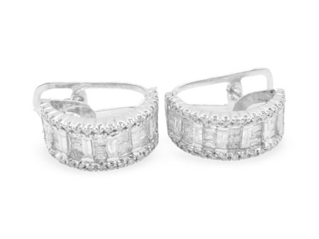 NEW Baguette Hoop Diamond Earrings 14kt Online Hot Sale