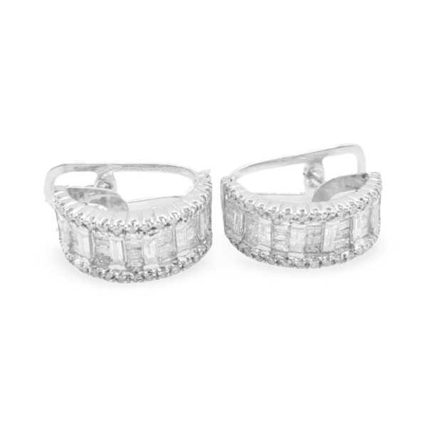 NEW Baguette Hoop Diamond Earrings 14kt Online Hot Sale