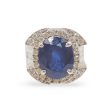 NEW Madagascar Blue Sapphire Nano Gemstone Halo Diamond Ring Men 14kt Online Hot Sale