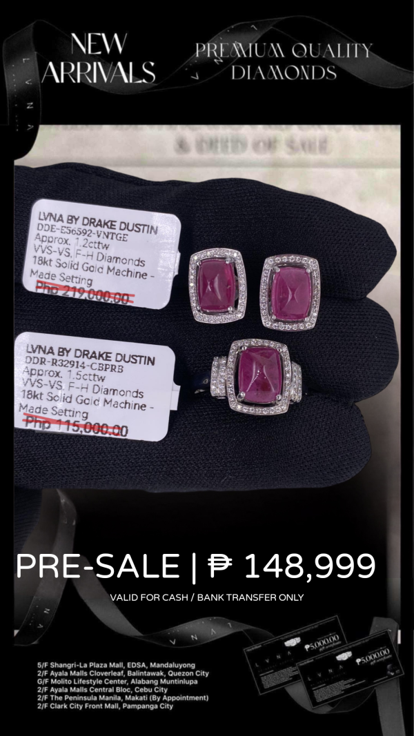 #LVNA2024 | Art Deco Cabochon Pink Ruby Diamond Jewelry Set 18kt Online now