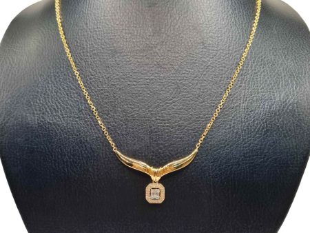 NEW Golden Fish Tail Square Diamond Necklace 14kt Online Hot Sale