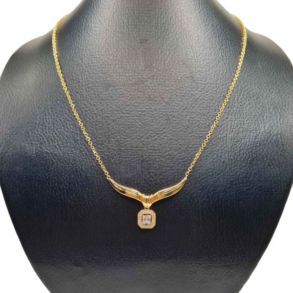 NEW Golden Fish Tail Square Diamond Necklace 14kt Online Hot Sale