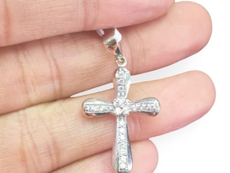 NEW Round Cross Diamond Pendant 14kt Hot on Sale