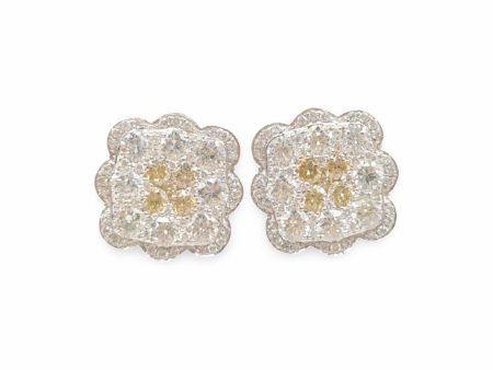 NEW Square Deco Round Diamond Earrings 18kt Online