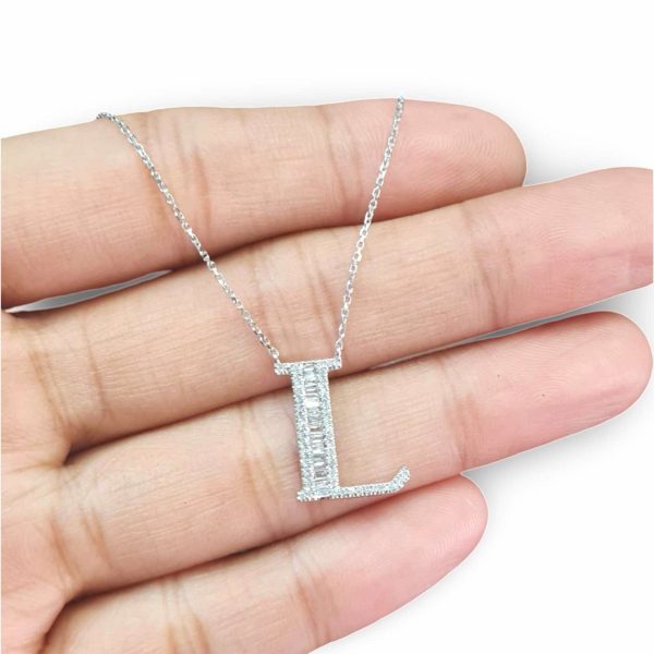 NEW Alphabet Letter L Diamond Necklace 14kt Online Hot Sale