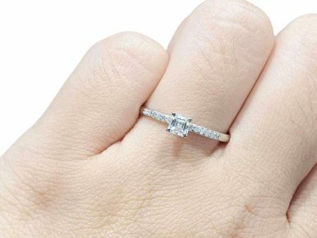 0.54cts G VS Asscher Paved Diamond Engagement Ring 14kt #0076 Online