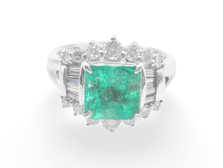 NEW Colombian Emerald Diamond Ring PT Hot on Sale