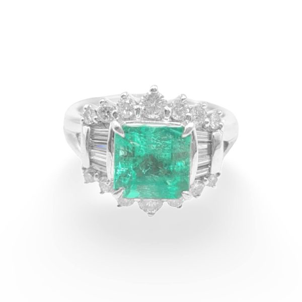 NEW Colombian Emerald Diamond Ring PT Hot on Sale