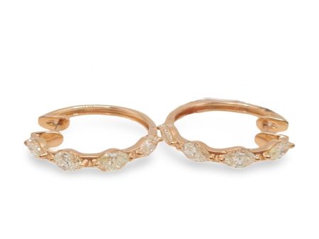 NEW Rose Gold Marquise Godestar Open Pipe Diamond Earrings 18kt Online now