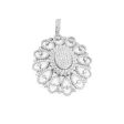 NEW Oval Flower Exquisite Cluster Deco Diamond Pendant 18kt For Cheap