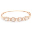 NEW Rose Gold Half Eternity Cubic Baguette Halo Diamond Bangle 14kt Hot on Sale