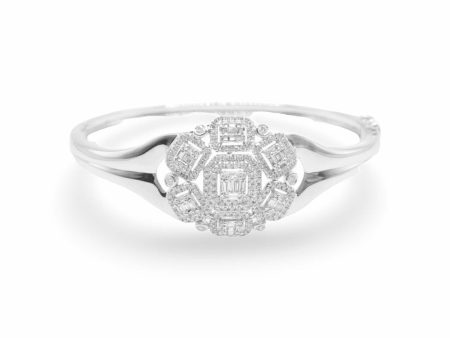 NEW Cushion Halo Diamond Bangle 14kt Sale