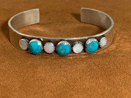 Mother of Pearl and Turquoise Cuff by Richard Schmidtt Online Hot Sale