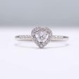 0.38ct F VS2 Heart Halo Paved Diamond Engagement Ring 14kt #0063 Supply