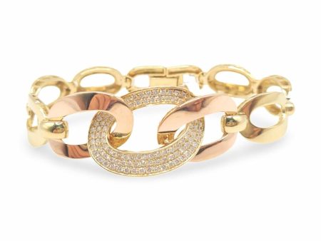 NEW Gold Chain Diamond Bracelet 18kt For Sale