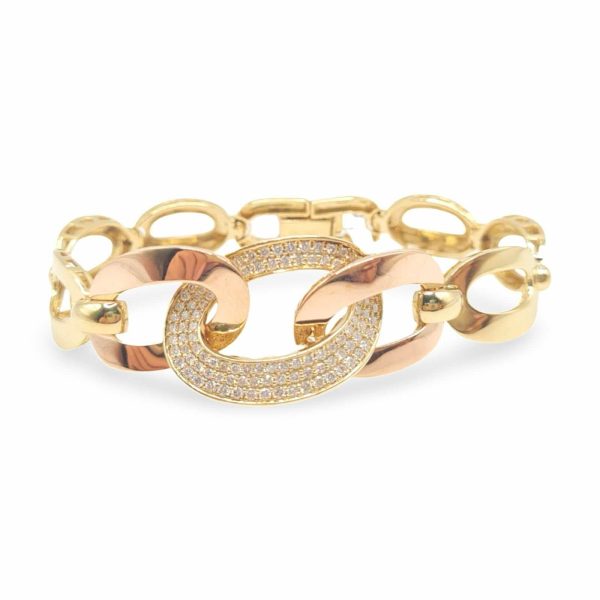 NEW Gold Chain Diamond Bracelet 18kt For Sale