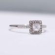 0.74cts F VVS Asscher Halo Paved Diamond Engagement Ring 14kt #0080 Cheap