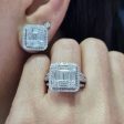 NEW Square Baguette Paved Diamond Jewelry Set 18kt on Sale