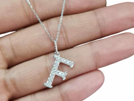 NEW Alpha F Letter Diamond Necklace 14kt Hot on Sale