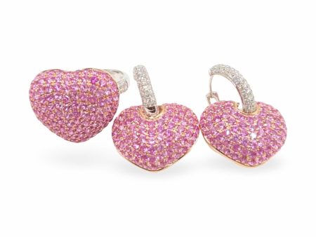 NEW Pink Sapphire Gemstone Diamond Jewelry Set 14kt Online