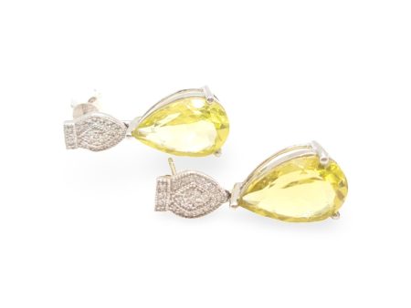 NEW Colored Stone Pear Diamond Dangling Earrings 18kt Online Hot Sale