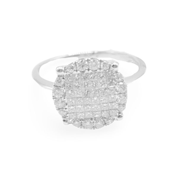 NEW Round Invisible Setting Diamond Ring 18kt For Discount