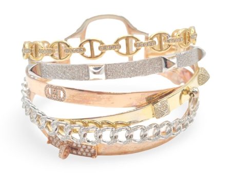 NEW Multi-tone Chain Diamond Bangle 14kt Online Sale