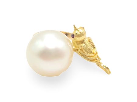 NEW 16mm South Sea Pearl Bird Ring 14kt Hot on Sale