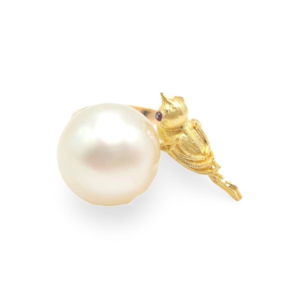 NEW 16mm South Sea Pearl Bird Ring 14kt Hot on Sale