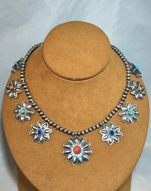 Flower Blossom Multi-Stone Necklace by Robert Johnson Supply