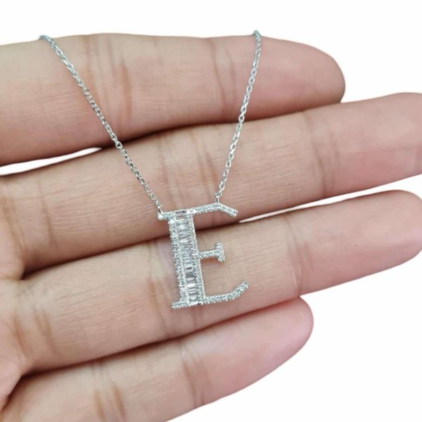 NEW Alphabet E Diamond Necklace 14kt Sale