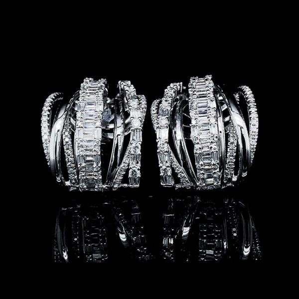 #LVNA2024 | Round Statement Baguette Layered Creole Diamond Jewelry Set Hot on Sale