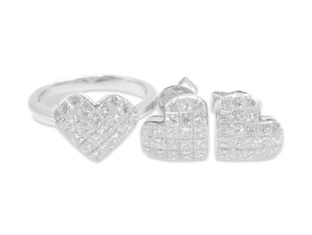 NEW Heart Classic Diamond Jewelry Set 18kt Online now