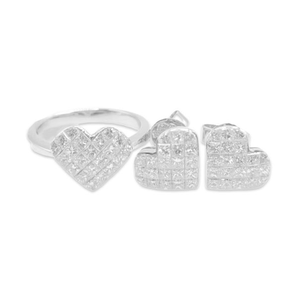 NEW Heart Classic Diamond Jewelry Set 18kt Online now