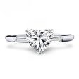 0.54cts F VVS Heart Baguette Paved Diamond Engagement Ring 14kt #0058 Online now