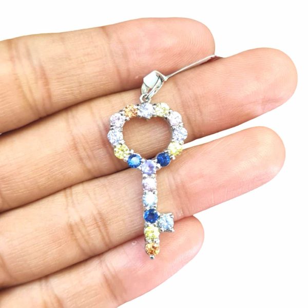 NEW Key Rainbow Nano Gemstone Pendant 18kt Online Sale