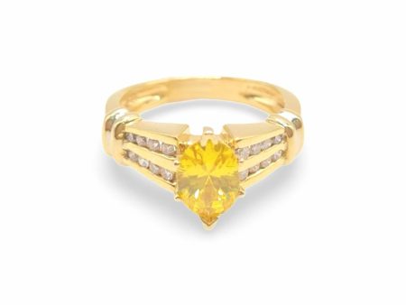 NEW Oval Citrine Gemstones Cathedral Diamond Ring 14kt For Cheap