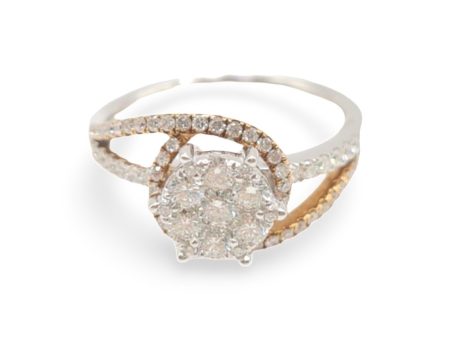 NEW Round Two-tone Paved Diamond Ring 18kt Online