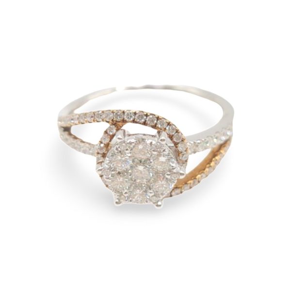 NEW Round Two-tone Paved Diamond Ring 18kt Online