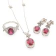 NEW Oval Ruby Gemstone Halo Clover Diamond Jewelry Set 14kt Cheap