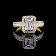 Golden Emerald Paved Diamond Ring 14kt Discount