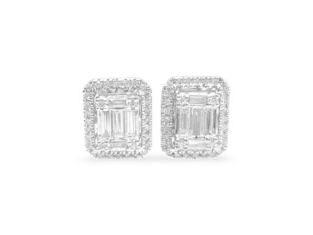 New Emerald Classic Baguette Diamond Stud Earrings 14kt Sale