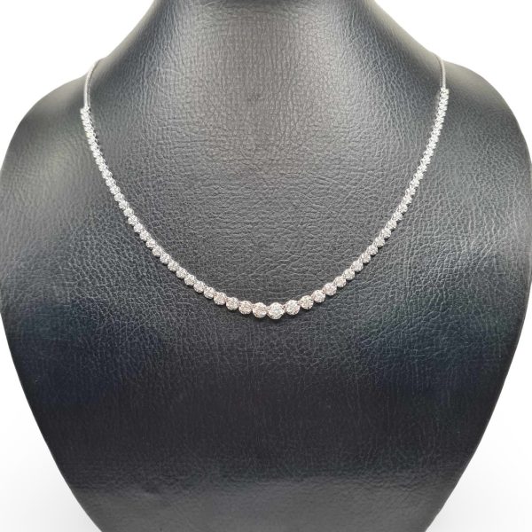 NEW Round Diamond Half Eternity Tennis Necklace 14kt Online now