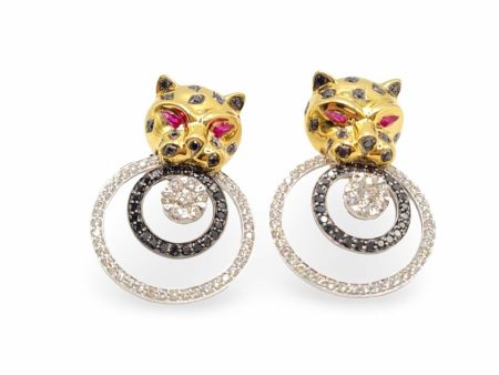 NEW Panther Round Halo Diamond Earrings 18kt Fashion