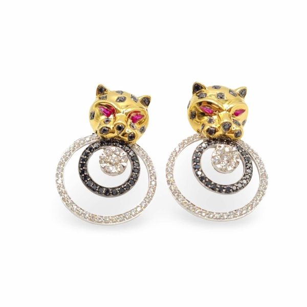 NEW Panther Round Halo Diamond Earrings 18kt Fashion