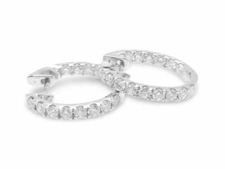 NEW Medium Hoop Half Eternity Diamond Earrings 18kt Hot on Sale