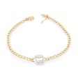 NEW Golden Emerald Center Bar Unisex Diamond Bracelet 14kt Online Sale