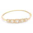 NEW Golden Half Eternity Baguette Halo Diamond Bangle 14kt Hot on Sale