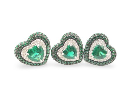 NEW Heart Emerald Nano Gemstone Diamond Jewelry Set 14kt Online Hot Sale