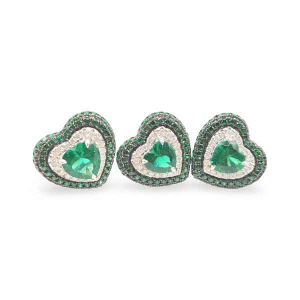 NEW Heart Emerald Nano Gemstone Diamond Jewelry Set 14kt Online Hot Sale